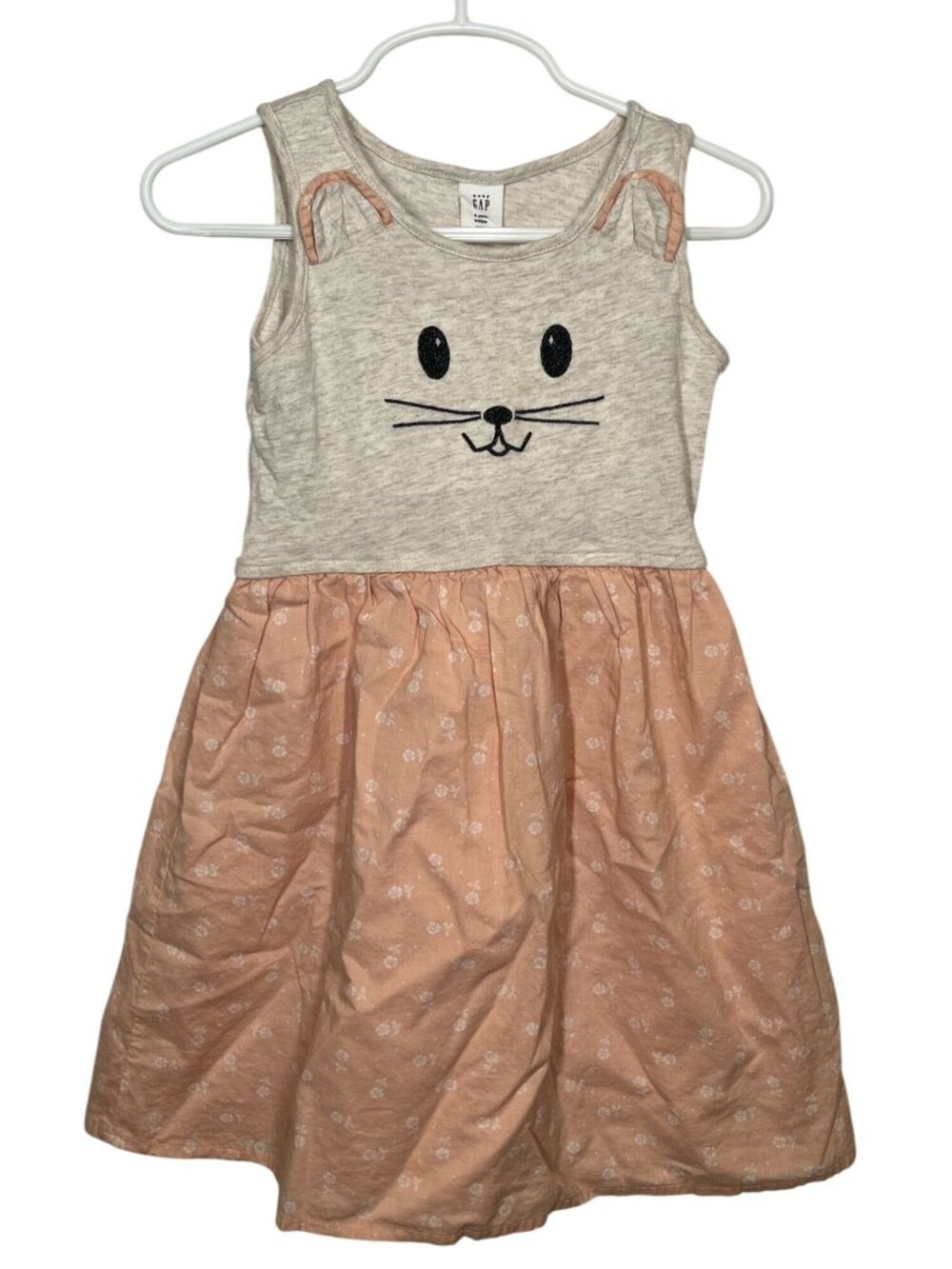 Baby Gap Toddler Girls 4T Bunny Dress Cream Orange Sleeveless Easter
